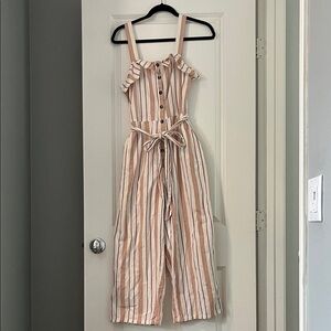 Billabong Striped Jumpsuit in Pink and White